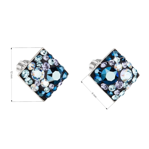 Strieborné skrutkovacie náušnice s kryštálmi od Swarovski®, Blue Style